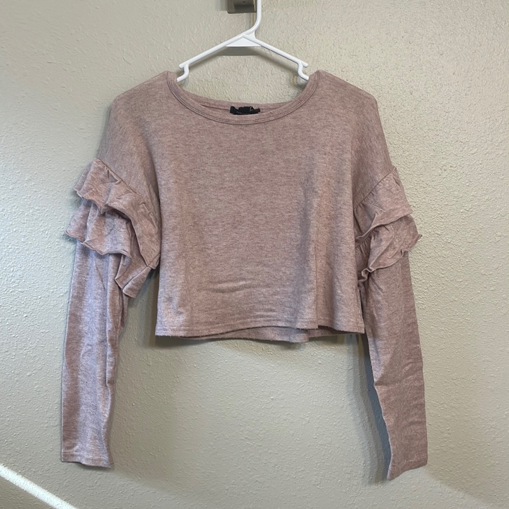 Pink ruffle long sleeve shirt